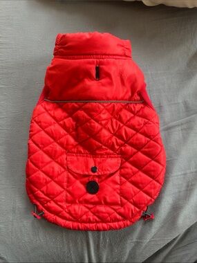 Quilted Red Dog Coat with Pocket - Unbranded